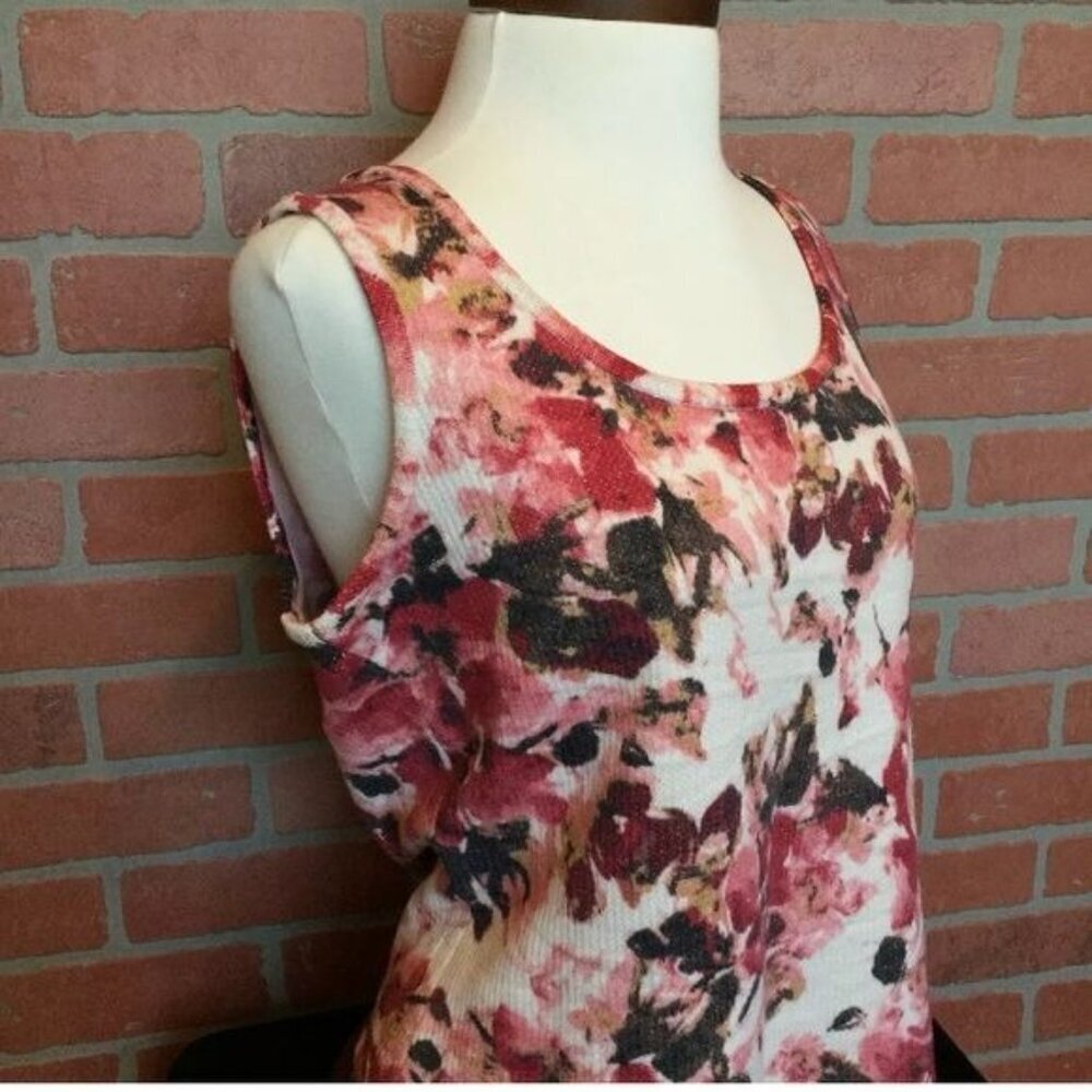 St John NWT $495 Sleeveless Sweater Tank Wool Blend Top Size M Multicolor Floral - Picture 3 of 9
